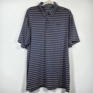 Under Armour The Playoff Polo Navy Blue Striped Stretch Golf Shirt Size XL